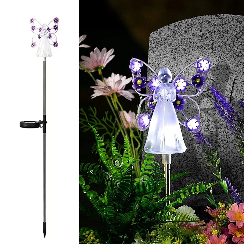 SM22512 Set of 2 Glass Solar Angel Garden Stake Lights_6