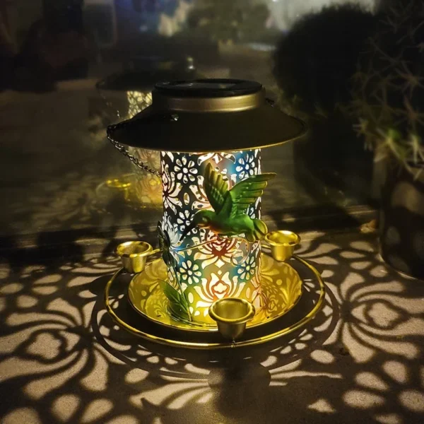 SM22524 Metal Iron Solar Hanging Bird Feeder with Light for Outdoor Animals_4