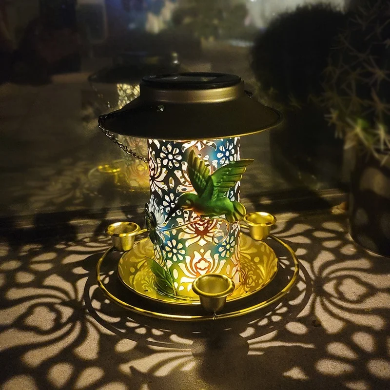 SM22524 Metal Iron Solar Hanging Bird Feeder with Light for Outdoor Animals_4