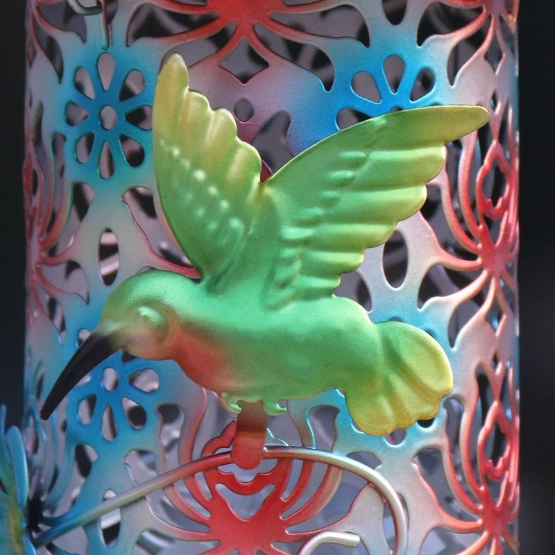 SM22524 Metal Iron Solar Hanging Bird Feeder with Light for Outdoor Animals_8