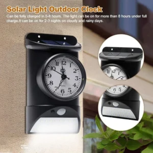 SM22534 ABS Plastic Solar Sensor Wall Light with Clock