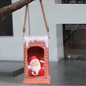 sm22546 Resin Santa Claus in the chimney Christmas Decoration Solar Statue