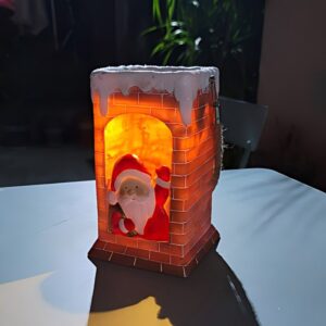 sm22546 Resin Santa Claus in the chimney Christmas Decoration Solar Statue