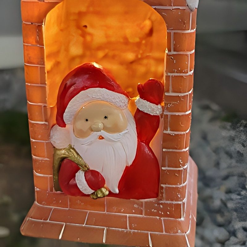 sm22546 Weihnachtsmann aus Kunstharz im Schornstein, Solar-Weihnachtsdekoration, Solar-Statue