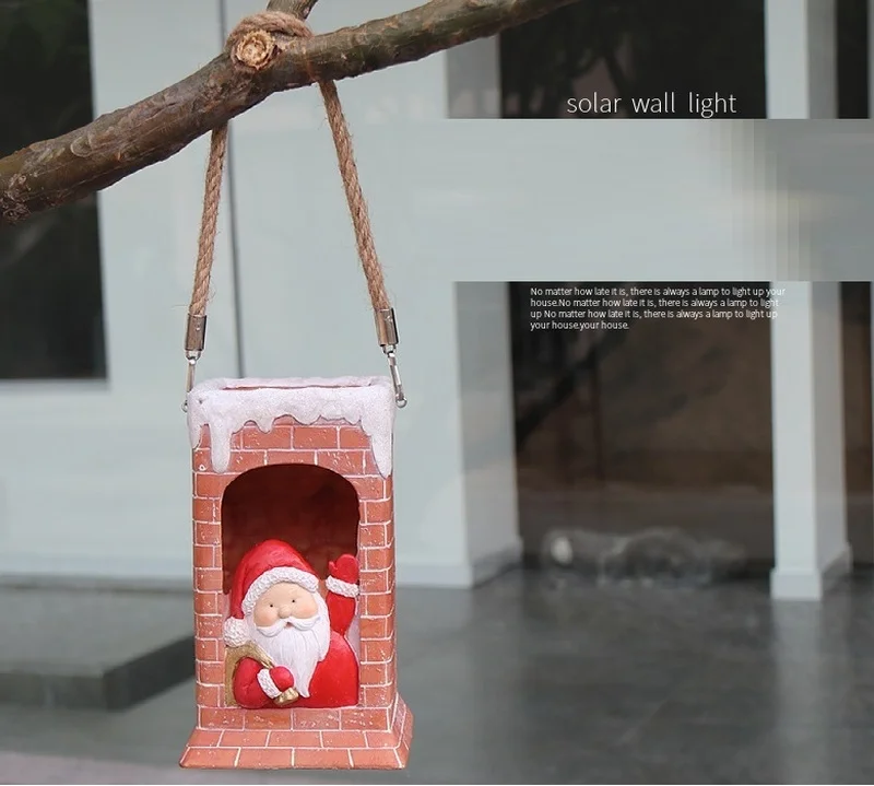 SM22546 Santa Claus Resin Statue Christmas Decoration with Solar Lights, Freestanding Light_2
