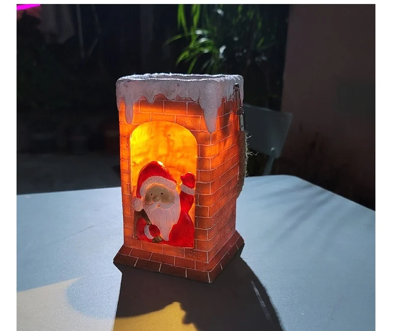 SM22546 Santa Claus Resin Statue Christmas Decoration with Solar Lights, Freestanding Light_3
