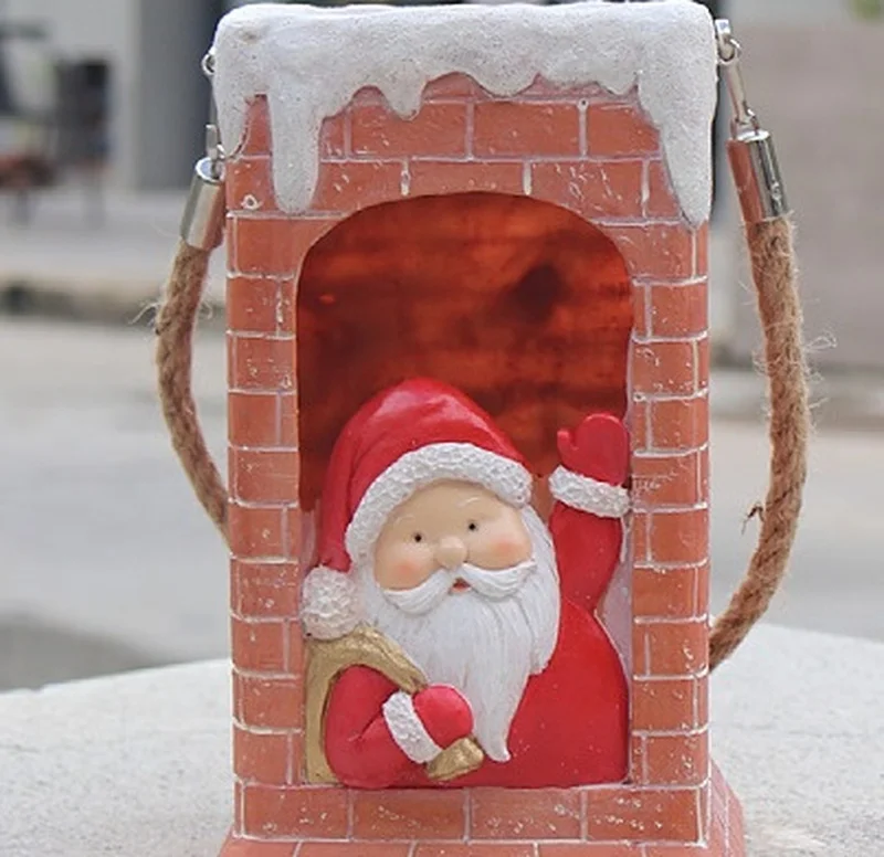 SM22546 Santa Claus Resin Statue Christmas Decoration with Solar Lights, Freestanding Light_4