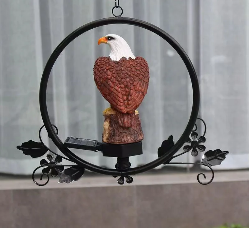 SM22547 Solar Powered Resin Eagle Bird Statue Freestanding Night Light