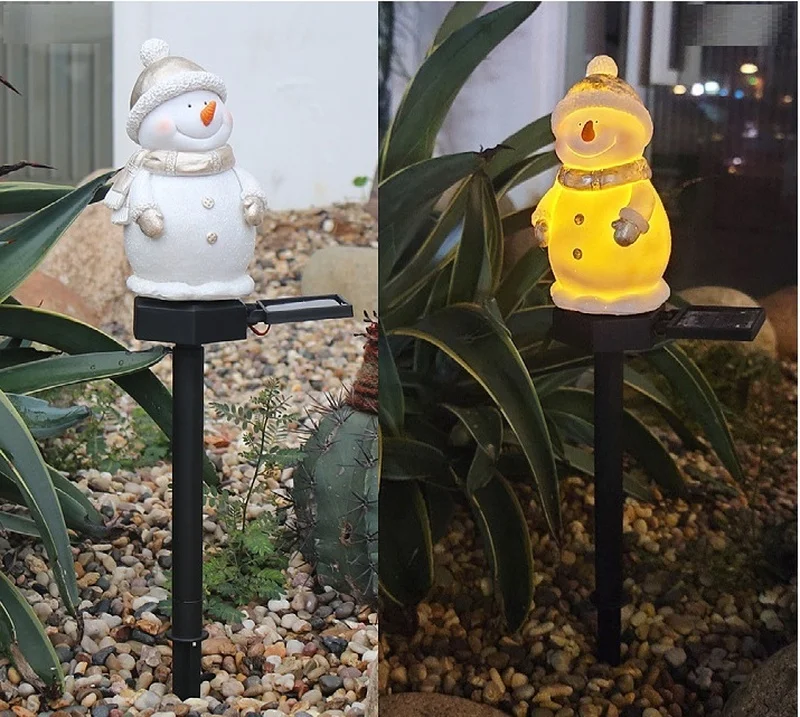 SM22548 Solar Snowman Stake Light with Resin Statue