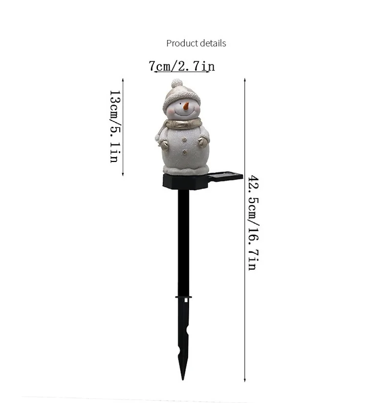 SM22548 Solar Snowman Stake Light with Resin Statue_3