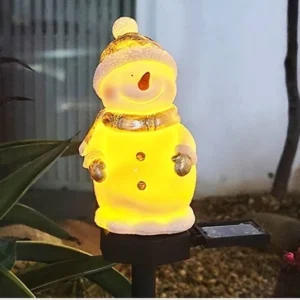 SM22548 Solar Snowman Stake Light with Resin Statue_4