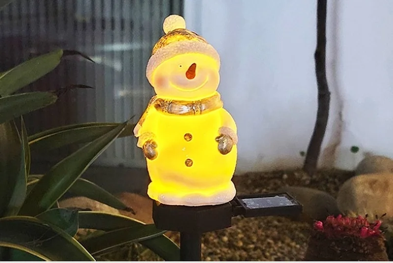 SM22548 Solar Snowman Stake Light with Resin Statue_4