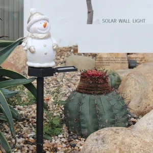 SM22548 Solar Snowman Stake Light with Resin Statue_7