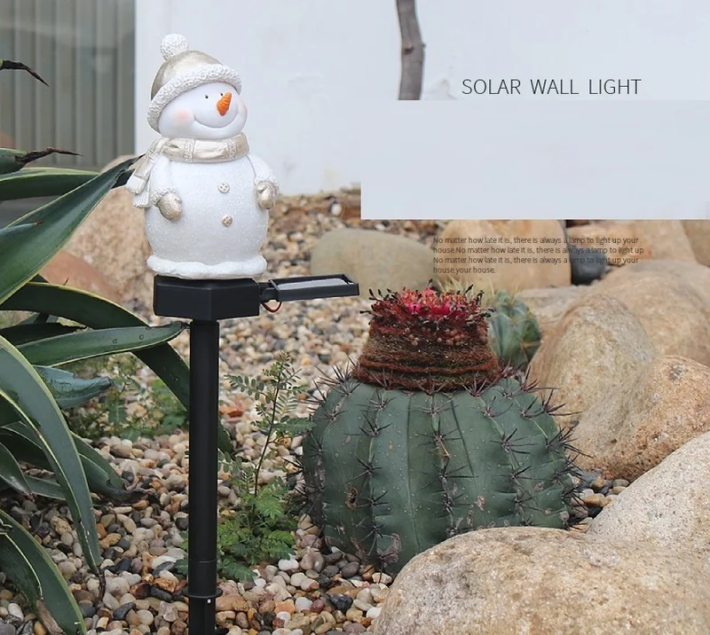 SM22548 Solar Snowman Stake Light with Resin Statue_7