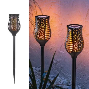 SM22573 Set of 3 Solar Flame Stake Lights, Plastic ABS