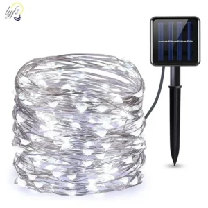SM22574 Set of 2 Solar Copper Wire Stake Lights with 100 LED Globe Star Disk, Plastic ABS_2_20251010_142404