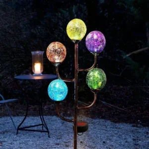 SM22607 Glass Solar Globe Stake Light with Metal Iron_3