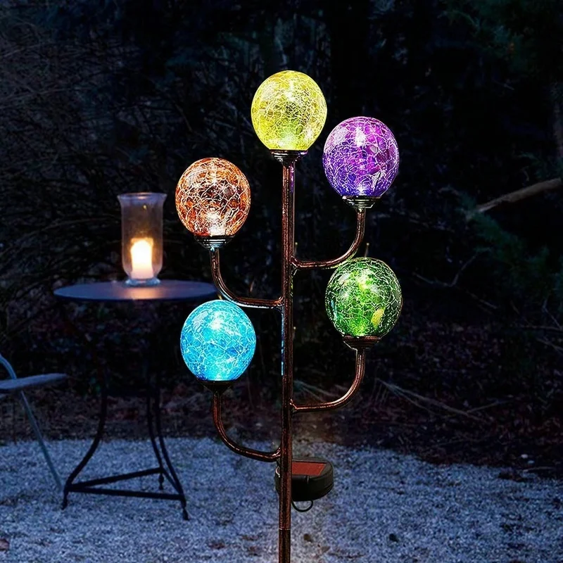 SM22607 Glass Solar Globe Stake Light with Metal Iron_3