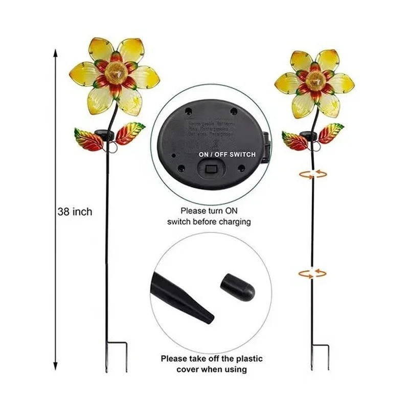 SM22631 Large Bronze Solar Flower Stake Light with Decorative Metal Iron Design_3