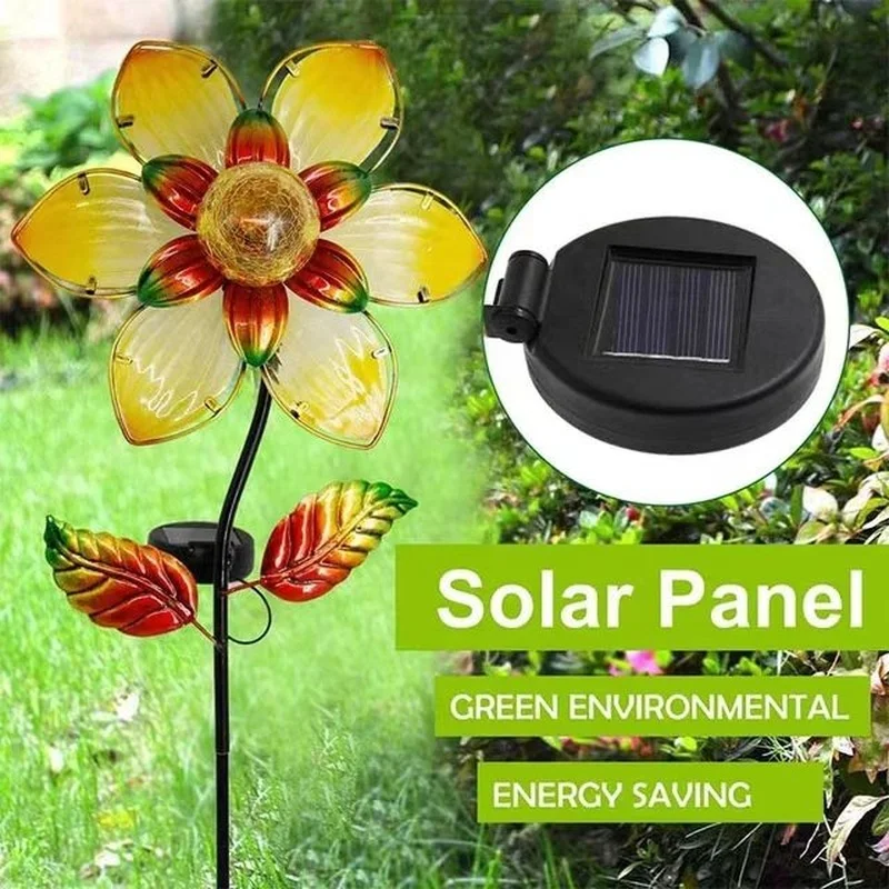 SM22631 Large Bronze Solar Flower Stake Light with Decorative Metal Iron Design_4