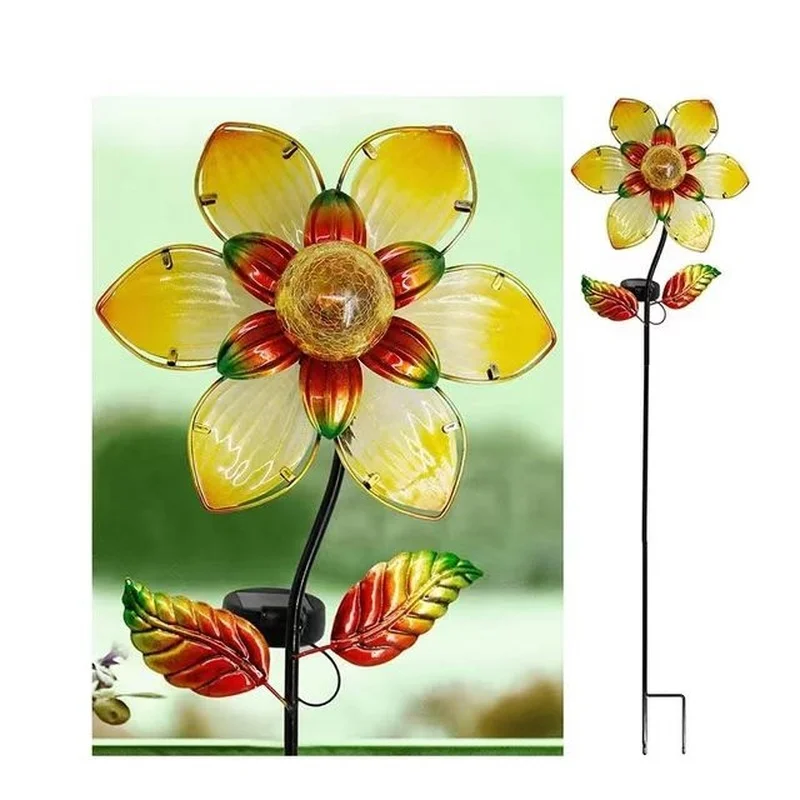 SM22631 Large Bronze Solar Flower Stake Light with Decorative Metal Iron Design_5