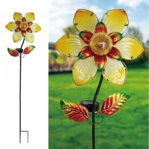 SM22631 Large Bronze Solar Flower Stake Light with Decorative Metal Iron Design_6