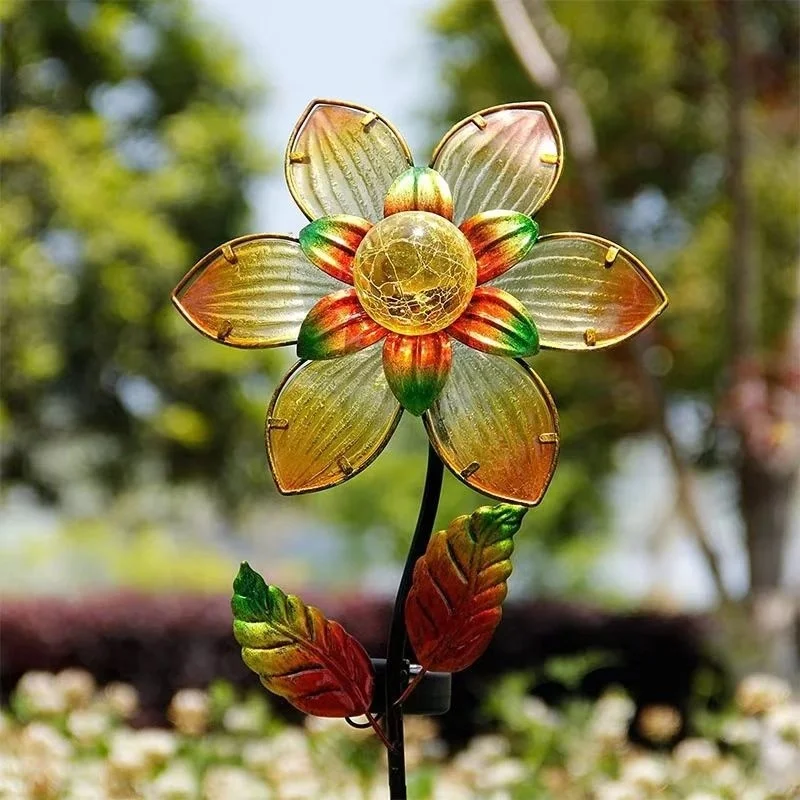 SM22631 Large Bronze Solar Flower Stake Light with Decorative Metal Iron Design_7