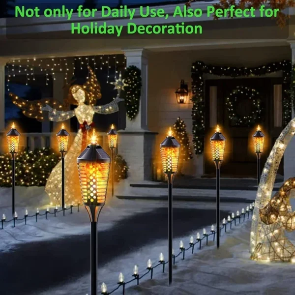 SM22674 Set of 2 ABS Plastic Flickering Dancing Flame Solar Pathway Stake Lights