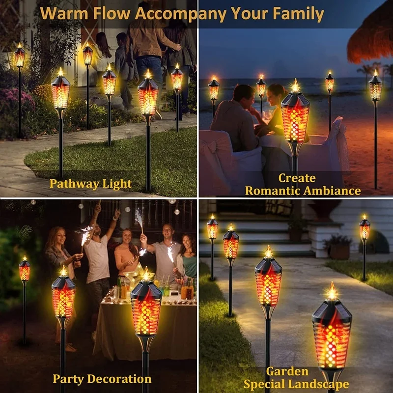 SM22674 Set of 2 ABS Plastic Flickering Dancing Flame Solar Pathway Stake Lights_2