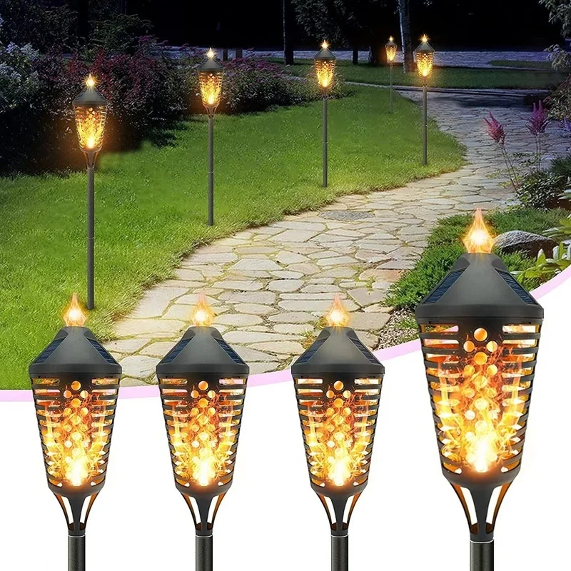 SM22674 Set of 2 ABS Plastic Flickering Dancing Flame Solar Pathway Stake Lights_3