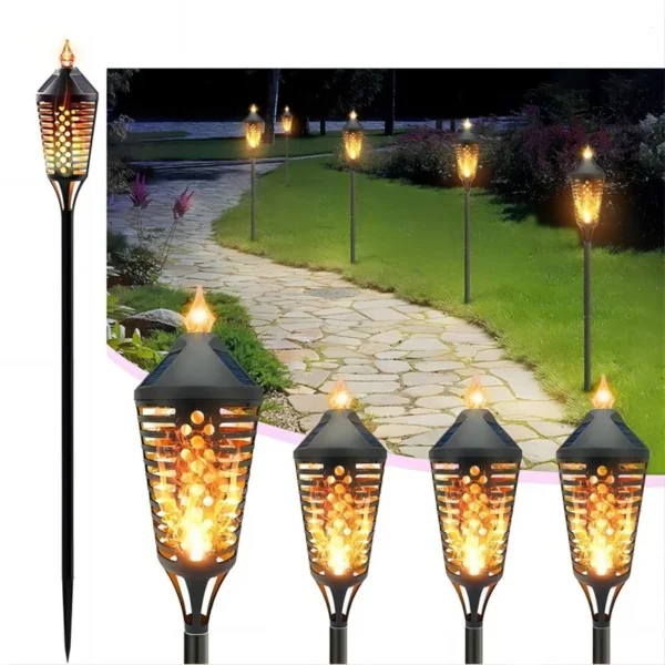 SM22674 Set of 2 ABS Plastic Flickering Dancing Flame Solar Pathway Stake Lights_6