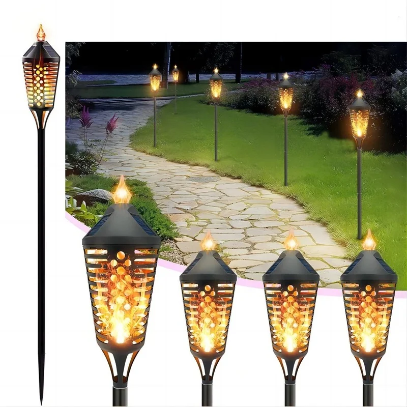 SM22674 Set of 2 ABS Plastic Flickering Dancing Flame Solar Pathway Stake Lights_6