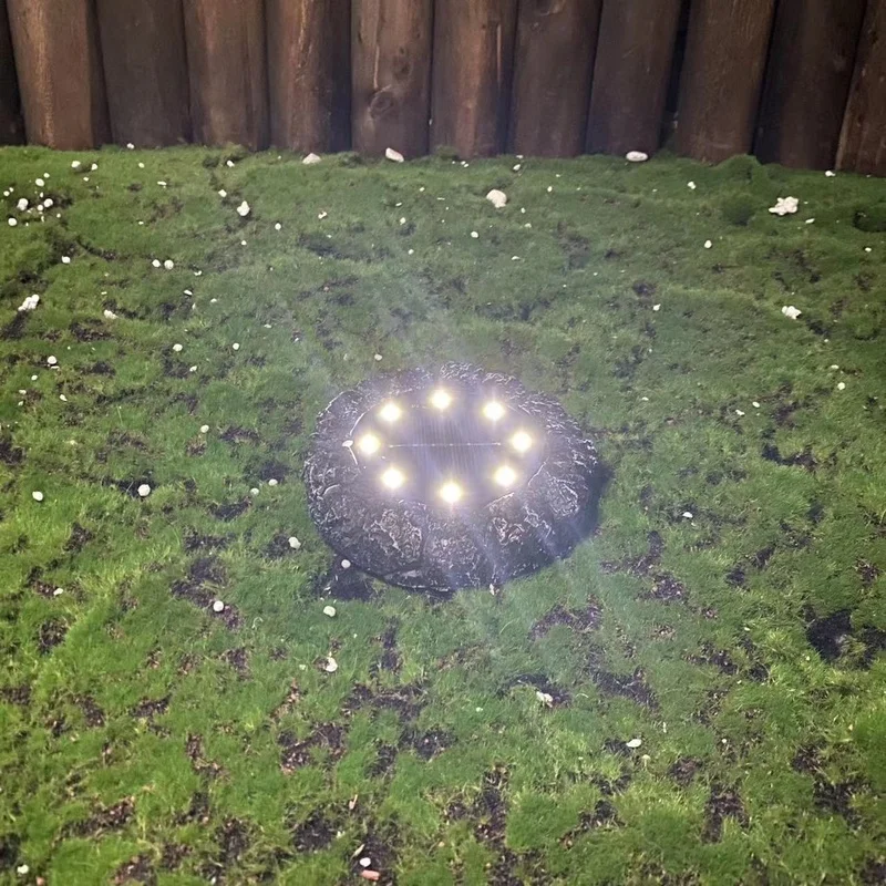 SM22687 Set of 4 Resin Statue Disk Stone Solar Freestanding Lights