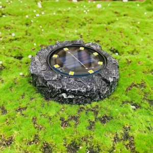 SM22687 Set of 4 Resin Statue Disk Stone Solar Freestanding Lights_2