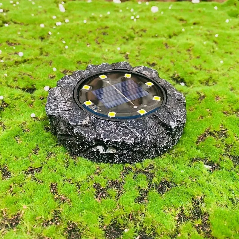 SM22687 Set of 4 Resin Statue Disk Stone Solar Freestanding Lights_2