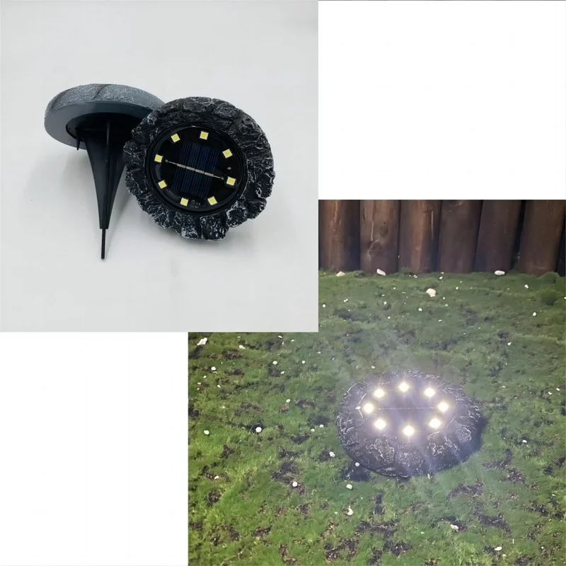 SM22687 Set of 4 Resin Statue Disk Stone Solar Freestanding Lights_3