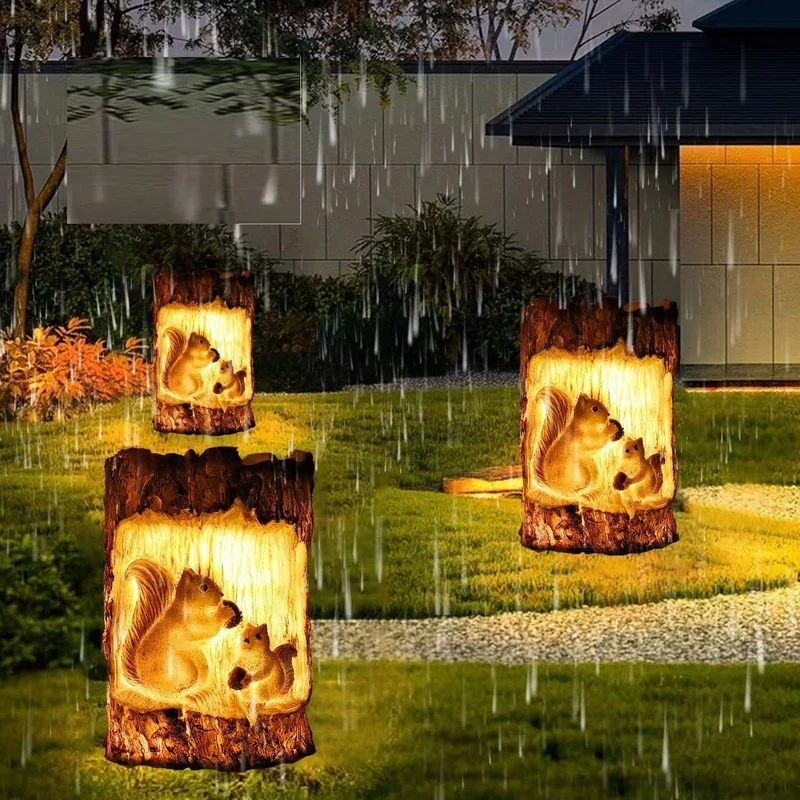 SM22705 Solar Squirrel Resin Statue Garden Freestanding Animal Light_2