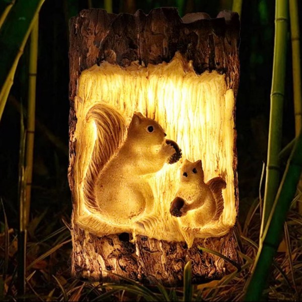 sm22705 resin squirrel freestanding solar garden light