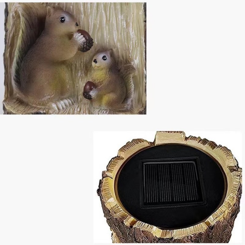 sm22705 resin squirrel freestanding solar garden light