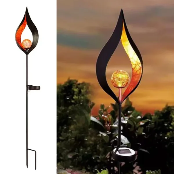 SM22709 Bronze Flame Solar Stake Lights, Set of 2, Metal Iron_2