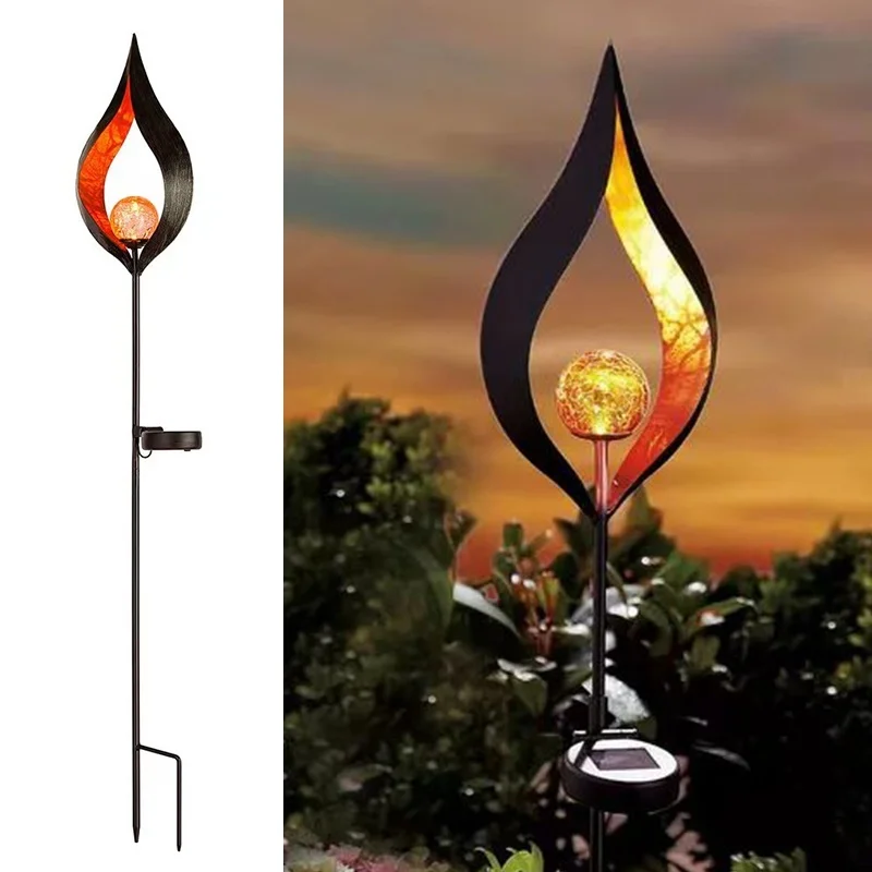 SM22709 Bronze Flame Solar Stake Lights, Set of 2, Metal Iron_2