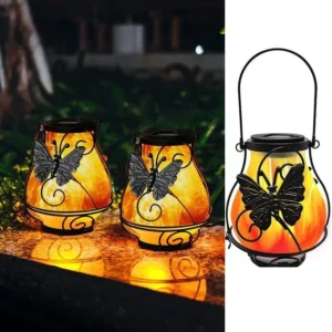 SM22718 Plastic PP Butterfly Animal Hanging Solar Flame Light_2