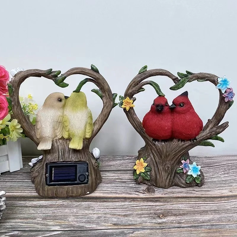 SM22730 Bird-Shaped Resin Statue Solar LED Freestanding Animal Light_3