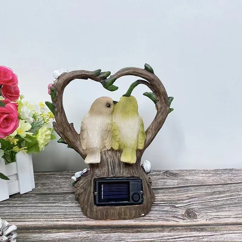 SM22730 Bird-Shaped Resin Statue Solar LED Freestanding Animal Light_4