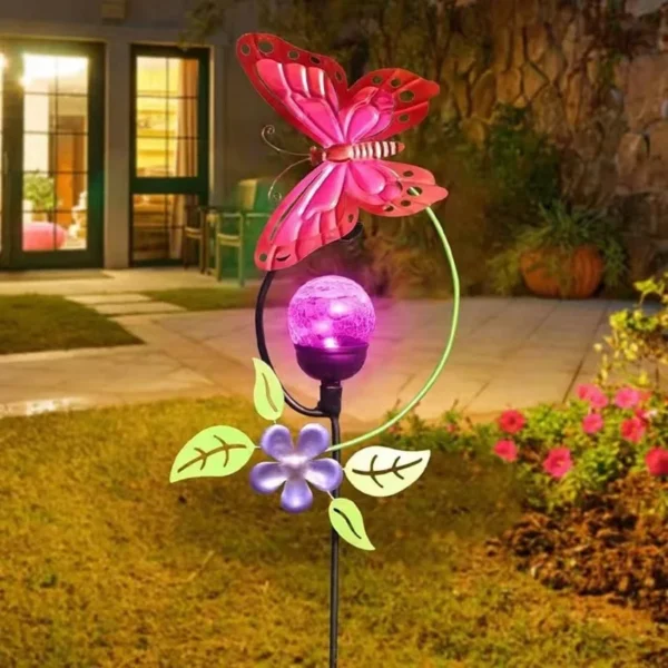 SM22741 Solar Stake Light - Color-Changing Butterfly with Metal Iron Animal Design_2