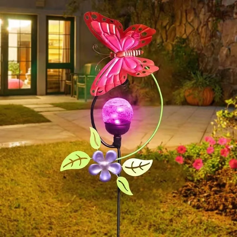SM22741 Solar Stake Light - Color-Changing Butterfly with Metal Iron Animal Design_2