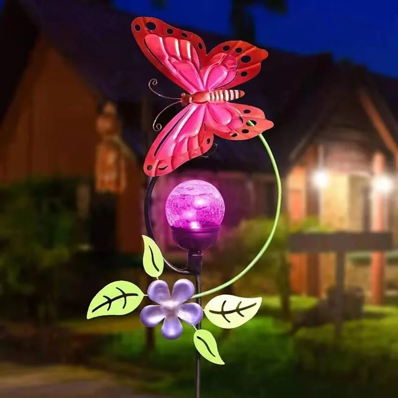 SM22741 Solar Stake Light - Color-Changing Butterfly with Metal Iron Animal Design_3