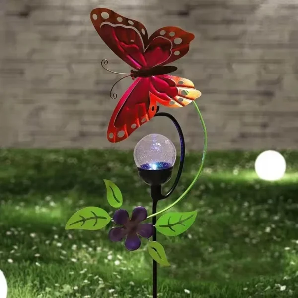 SM22741 Solar Stake Light - Color-Changing Butterfly with Metal Iron Animal Design_4