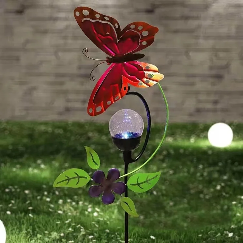 SM22741 Solar Stake Light - Color-Changing Butterfly with Metal Iron Animal Design_4