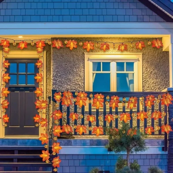 SM22753 Plastic PP Solar String Light with 50 LED Maple Leaves & Pumpkins_4